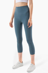 Feel Like Skin Elastic Waistband Cropped Yoga Leggings - 808Lush