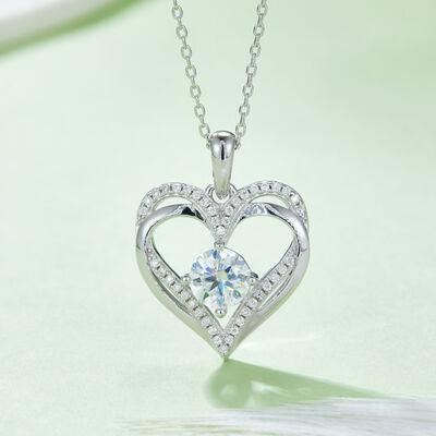 1.2 Carat Moissanite 925 Sterling Silver Heart Necklace - 808Lush