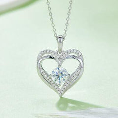 1.2 Carat Moissanite 925 Sterling Silver Heart Necklace - 808Lush