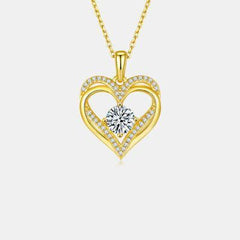 1.2 Carat Moissanite 925 Sterling Silver Heart Necklace - 808Lush