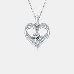 1.2 Carat Moissanite 925 Sterling Silver Heart Necklace - 808Lush