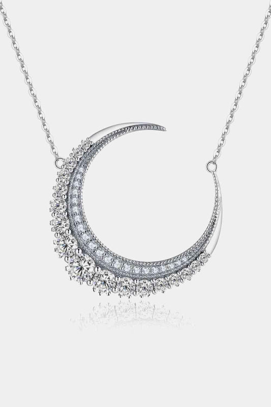 1.8 Carat Moissanite Crescent Moon Shape Pendant Necklace - 808Lush