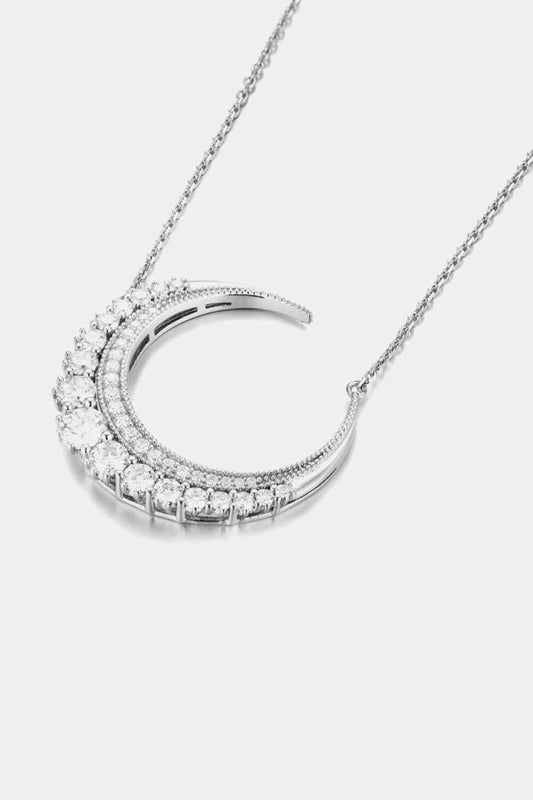 1.8 Carat Moissanite Crescent Moon Shape Pendant Necklace - 808Lush