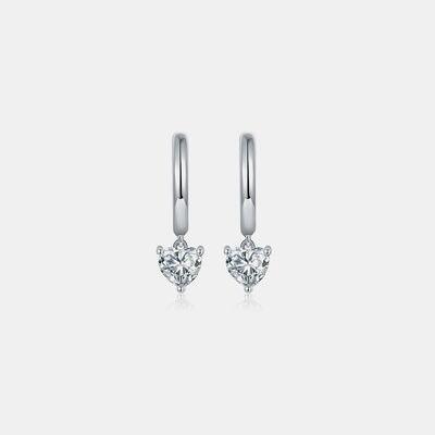 1 Carat Moissanite 925 Sterling Silver Heart Earrings - 808Lush