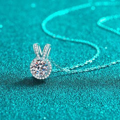 1 Carat Moissanite Rabbit Ears Shape Pendant Necklace - 808Lush