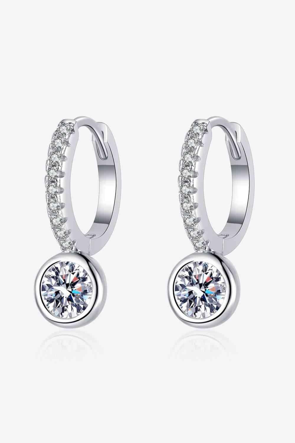 1 Carat Moissanite Rhodium-Plated Drop Earrings - 808Lush