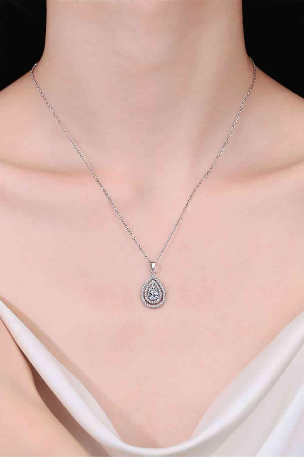 1 Carat Moissanite Teardrop Pendant Necklace - 808Lush