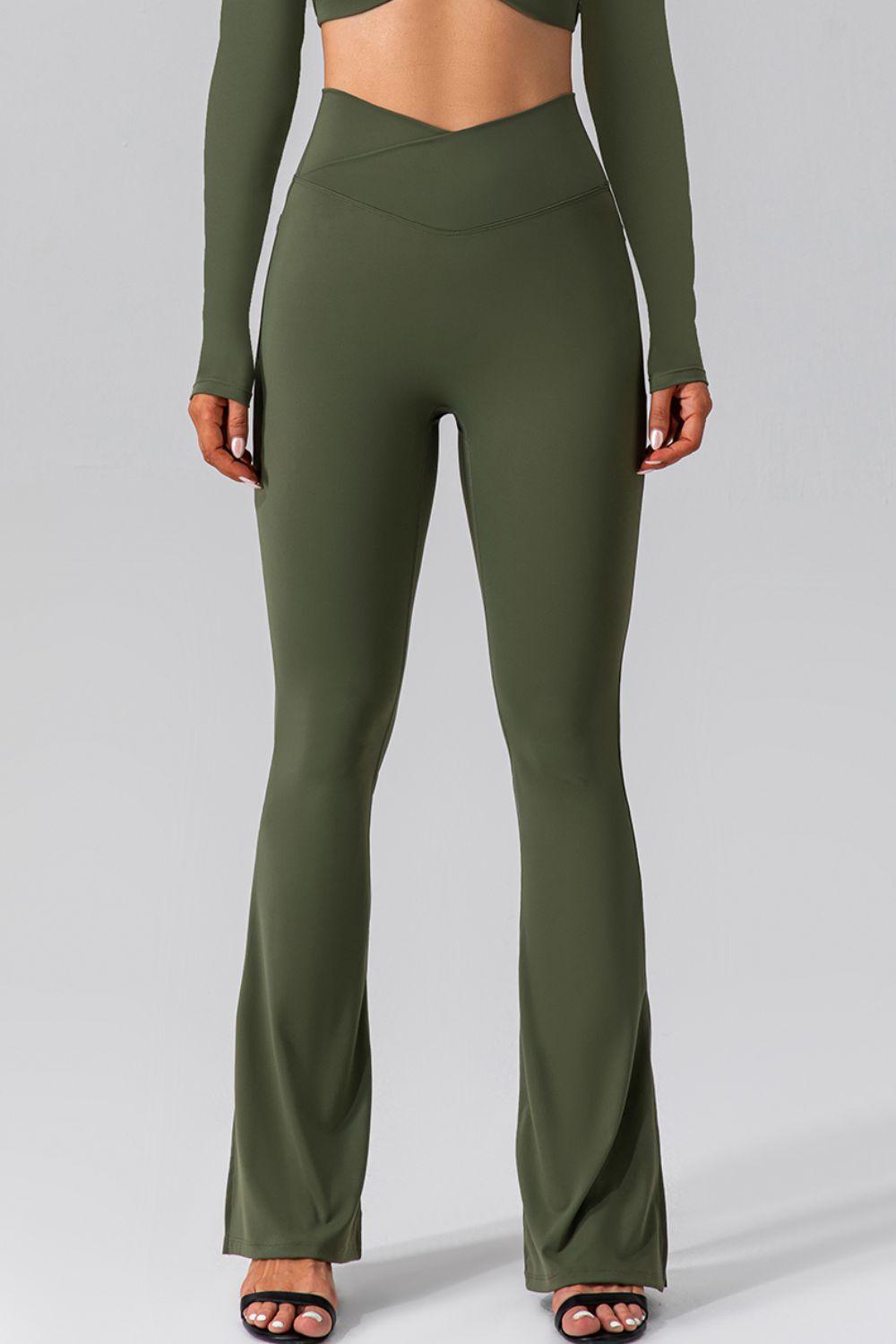 High Waist Slit Pocketed Active Pants - 808Lush