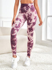 Tie-Dye Wide Waistband Active Leggings - 808Lush