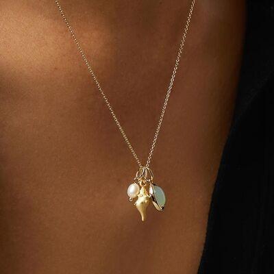 14K Gold-Plated Natural Crystal Conch Pendant Necklace - 808Lush