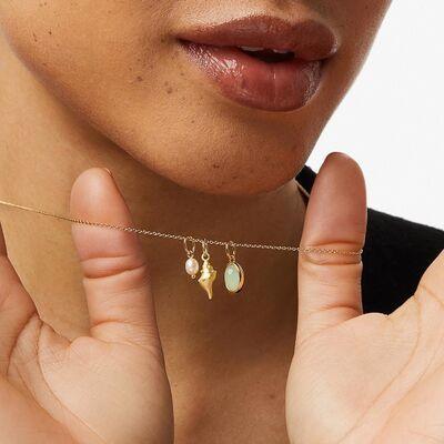 14K Gold-Plated Natural Crystal Conch Pendant Necklace - 808Lush