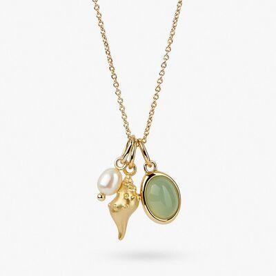 14K Gold-Plated Natural Crystal Conch Pendant Necklace - 808Lush