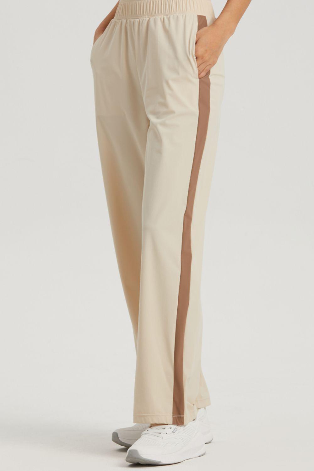 Side Stripe Elastic Waist Sports Pants - 808Lush