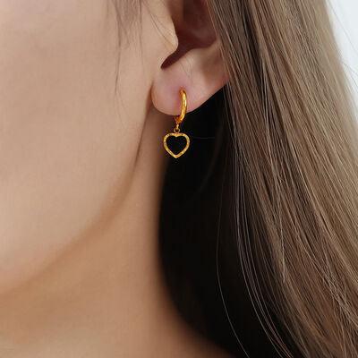 18K Gold-Plated Heart Drop Earrings - 808Lush