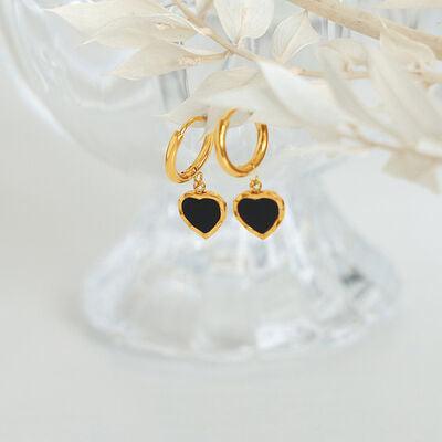 18K Gold-Plated Heart Drop Earrings - 808Lush