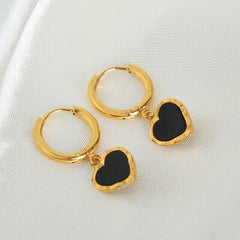 18K Gold-Plated Heart Drop Earrings - 808Lush