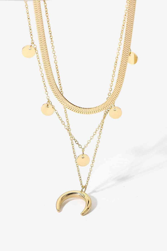 18K Gold-Plated Moon Shape Pendant Necklace - 808Lush