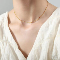 18K Gold-Plated Oil Drip Bead Necklace - 808Lush