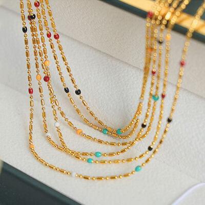 18K Gold-Plated Oil Drip Bead Necklace - 808Lush