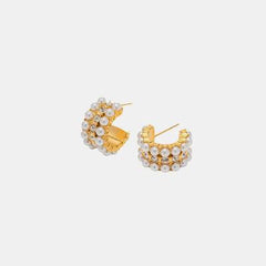 18K Gold-Plated Pearl C-Hoop Earrings - 808Lush