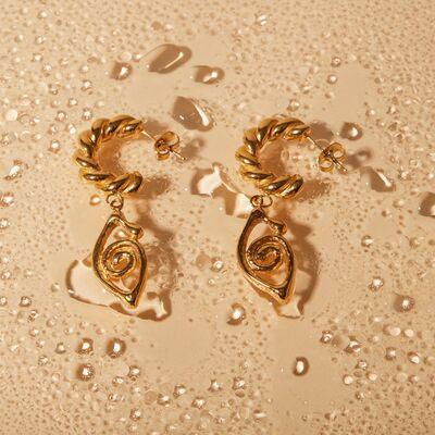 18K Gold-Plated Stainless Steel C-Hoop Dangle Earrings - 808Lush