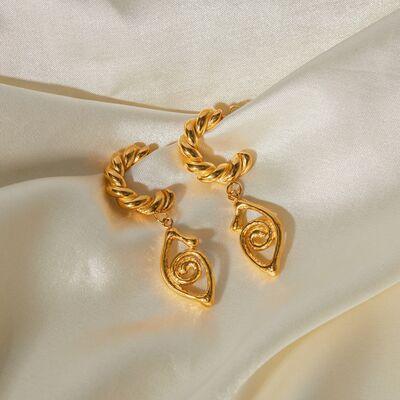 18K Gold-Plated Stainless Steel C-Hoop Dangle Earrings - 808Lush