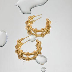 18K Gold-Plated Stainless Steel C-Hoop Earrings - 808Lush