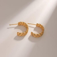 18K Gold-Plated Stainless Steel C-Hoop Earrings - 808Lush