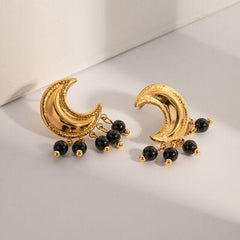 18K Gold-Plated Stainless Steel Moon Shape Earrings - 808Lush