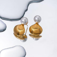 18K Gold-Plated Stainless Steel Shell Shape Earrings - 808Lush