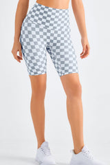 Checkered Wide Waistband Biker Shorts - 808Lush