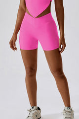 Wide Waistband Back Pocket Sports Shorts - 808Lush