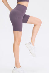 Wide Waistband Sports Shorts with Pockets - 808Lush