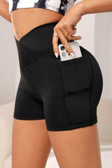 Wide Waistband Active Shorts with Pocket - 808Lush