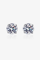 2 Carat Moissanite Rhodium-Plated Stud Earrings - 808Lush