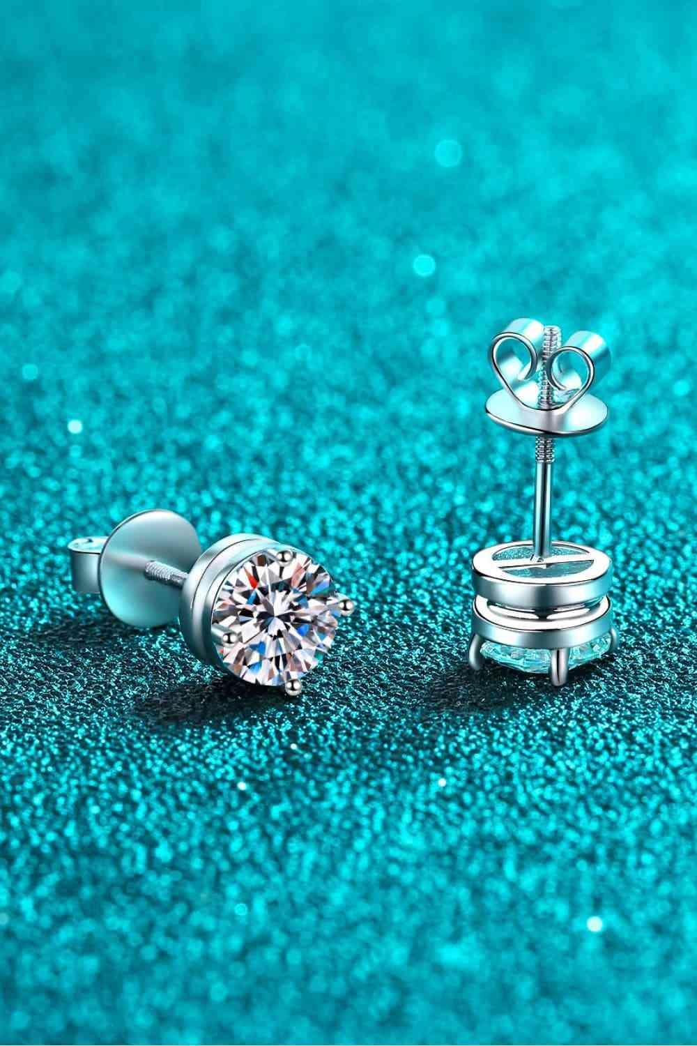 2 Carat Moissanite Rhodium-Plated Stud Earrings - 808Lush