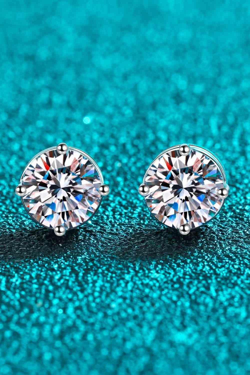 2 Carat Moissanite Rhodium-Plated Stud Earrings - 808Lush