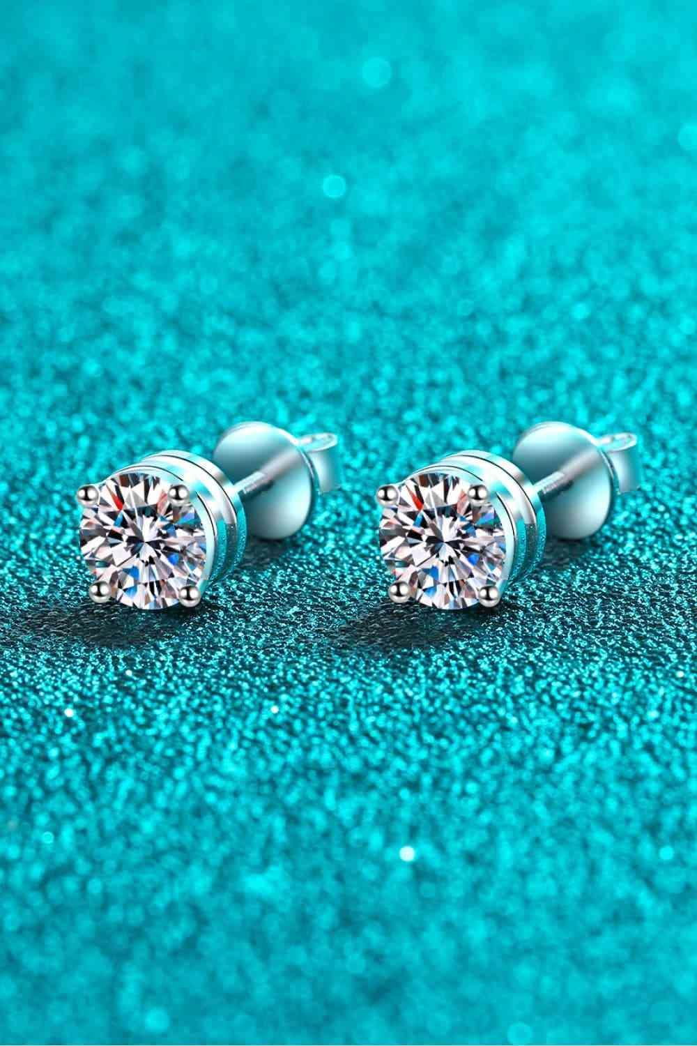 2 Carat Moissanite Rhodium-Plated Stud Earrings - 808Lush