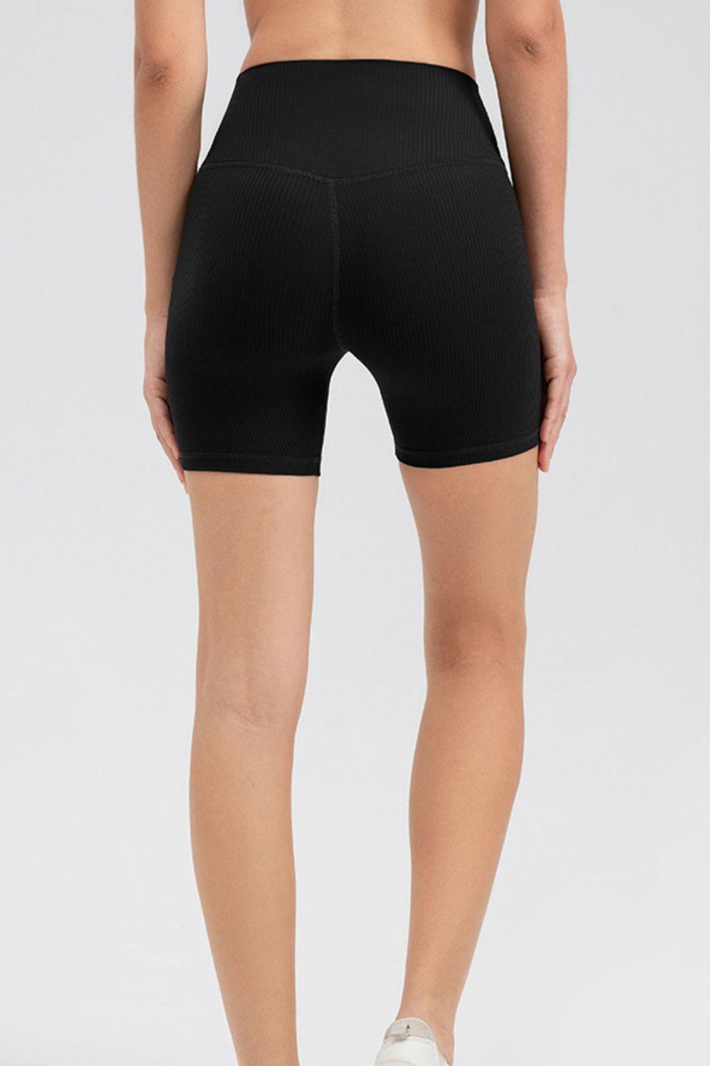 Wide Waistband Slim Fit Sports Shorts - 808Lush