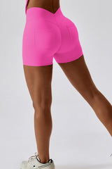 Wide Waistband Back Pocket Sports Shorts - 808Lush