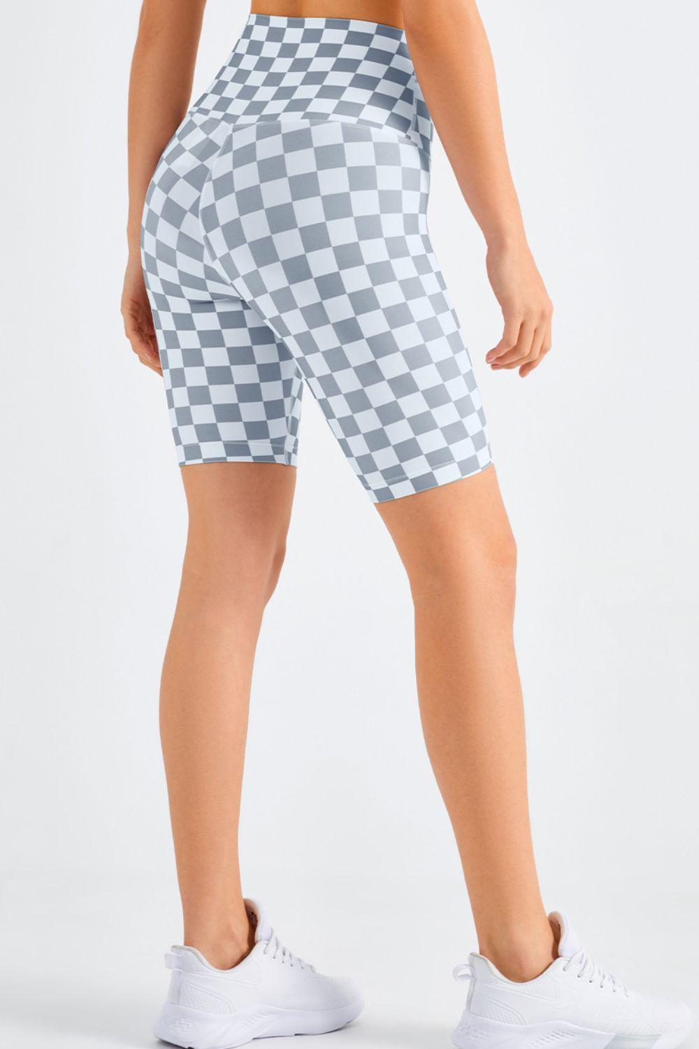 Checkered Wide Waistband Biker Shorts - 808Lush