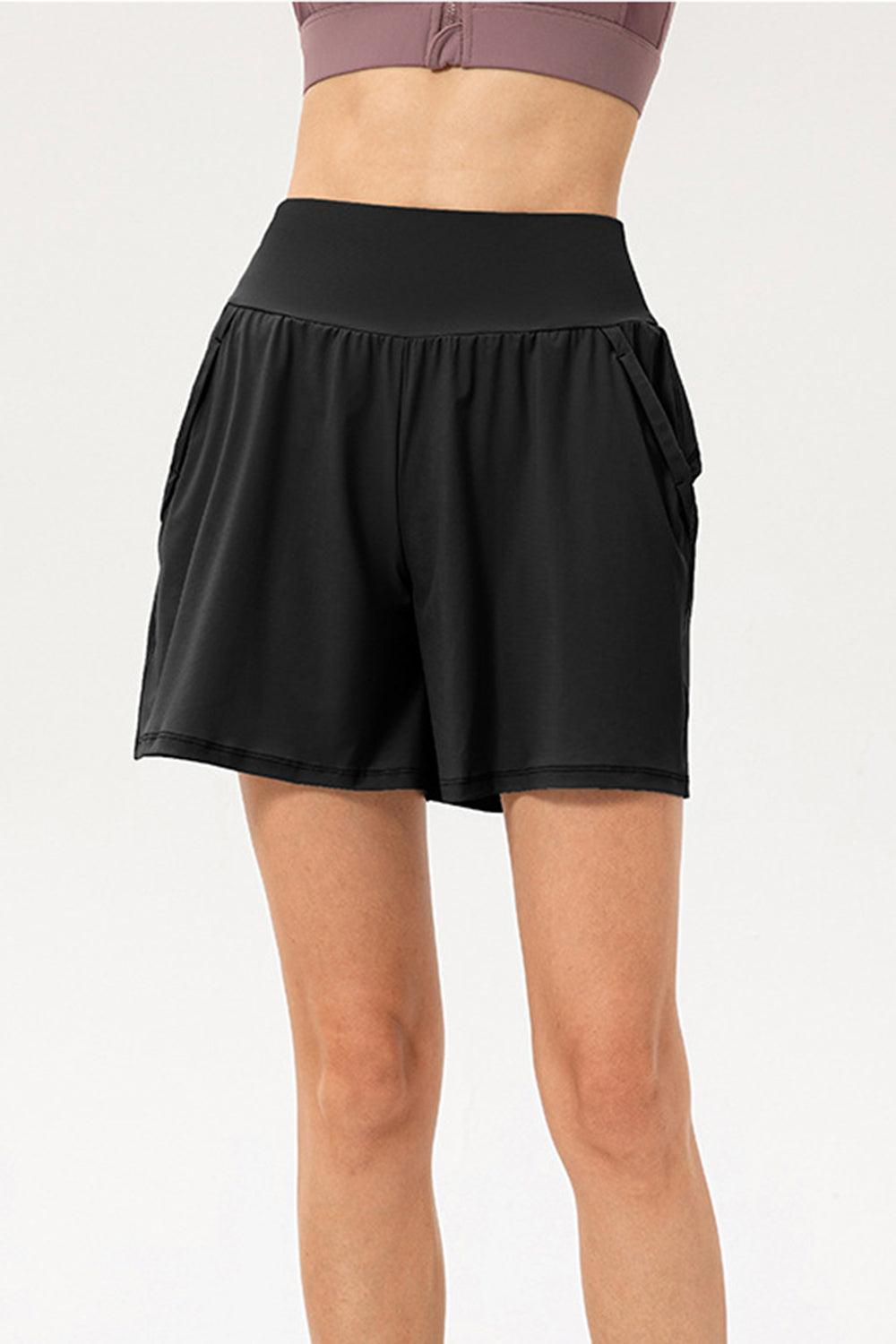 Pocketed Elastic Waist Active Shorts - 808Lush