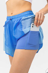 Color Block Drawstring Active Shorts - 808Lush