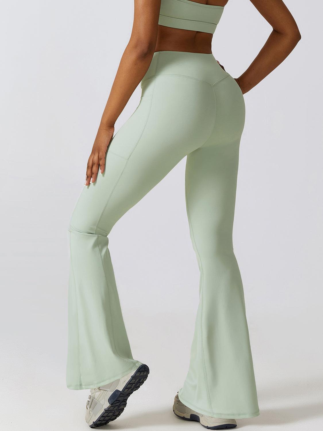 Flare Leg Active Pants with Pockets - 808Lush