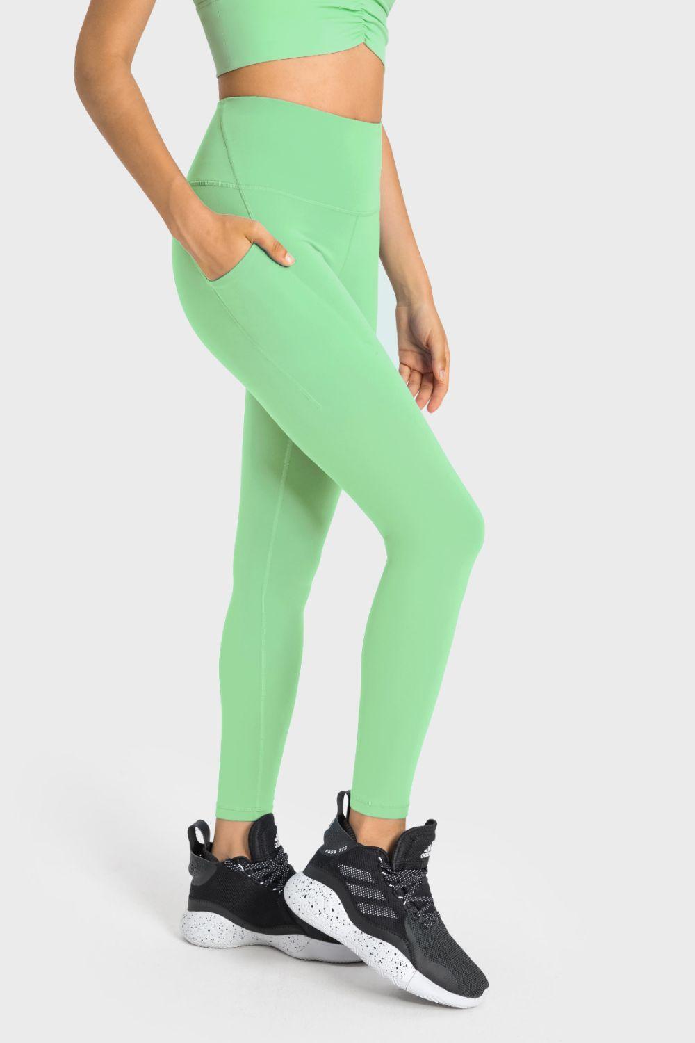 High-Rise Wide Waistband Pocket Yoga Leggings - 808Lush