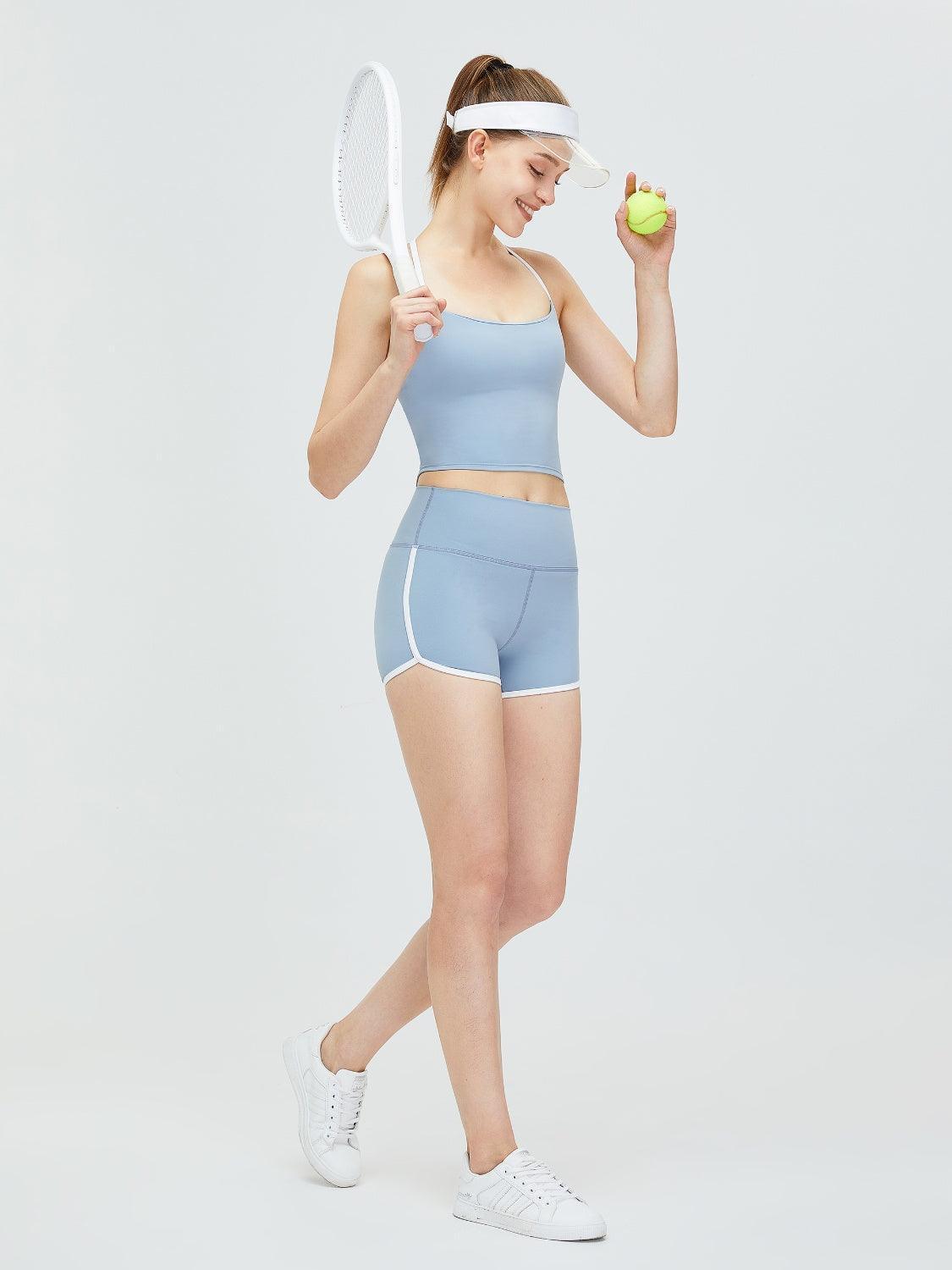 Contrast Trim High Waist Active Shorts - 808Lush