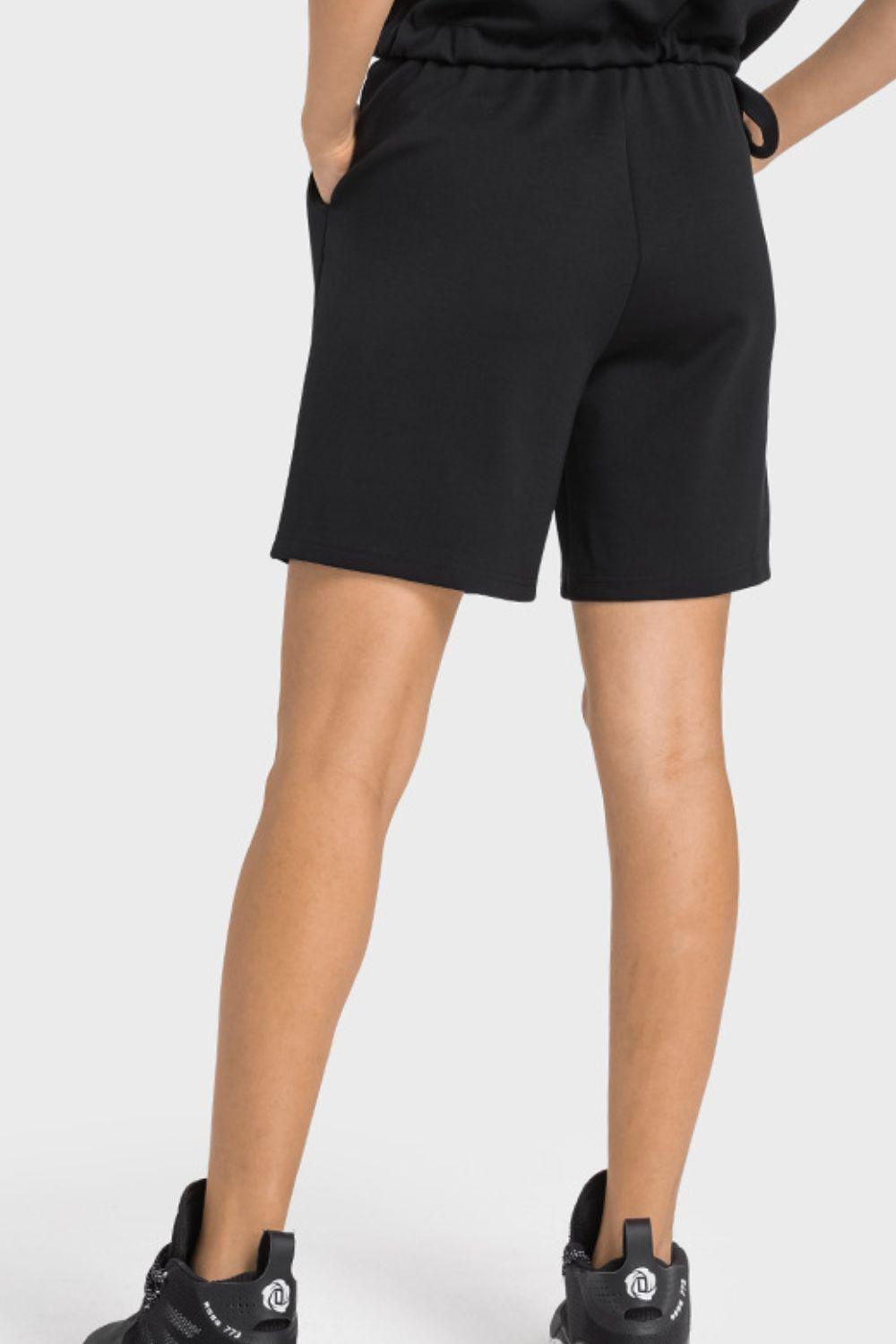 Drawstring Elastic Waist Sports Bermuda Shorts - 808Lush