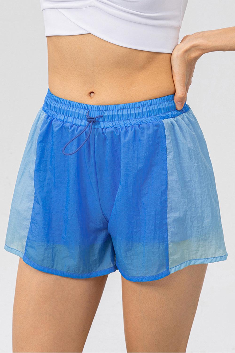 Color Block Drawstring Active Shorts - 808Lush