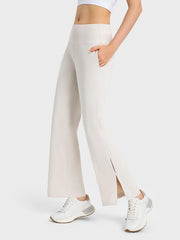 Wide Leg Slit Sport Pants with Pockets - 808Lush