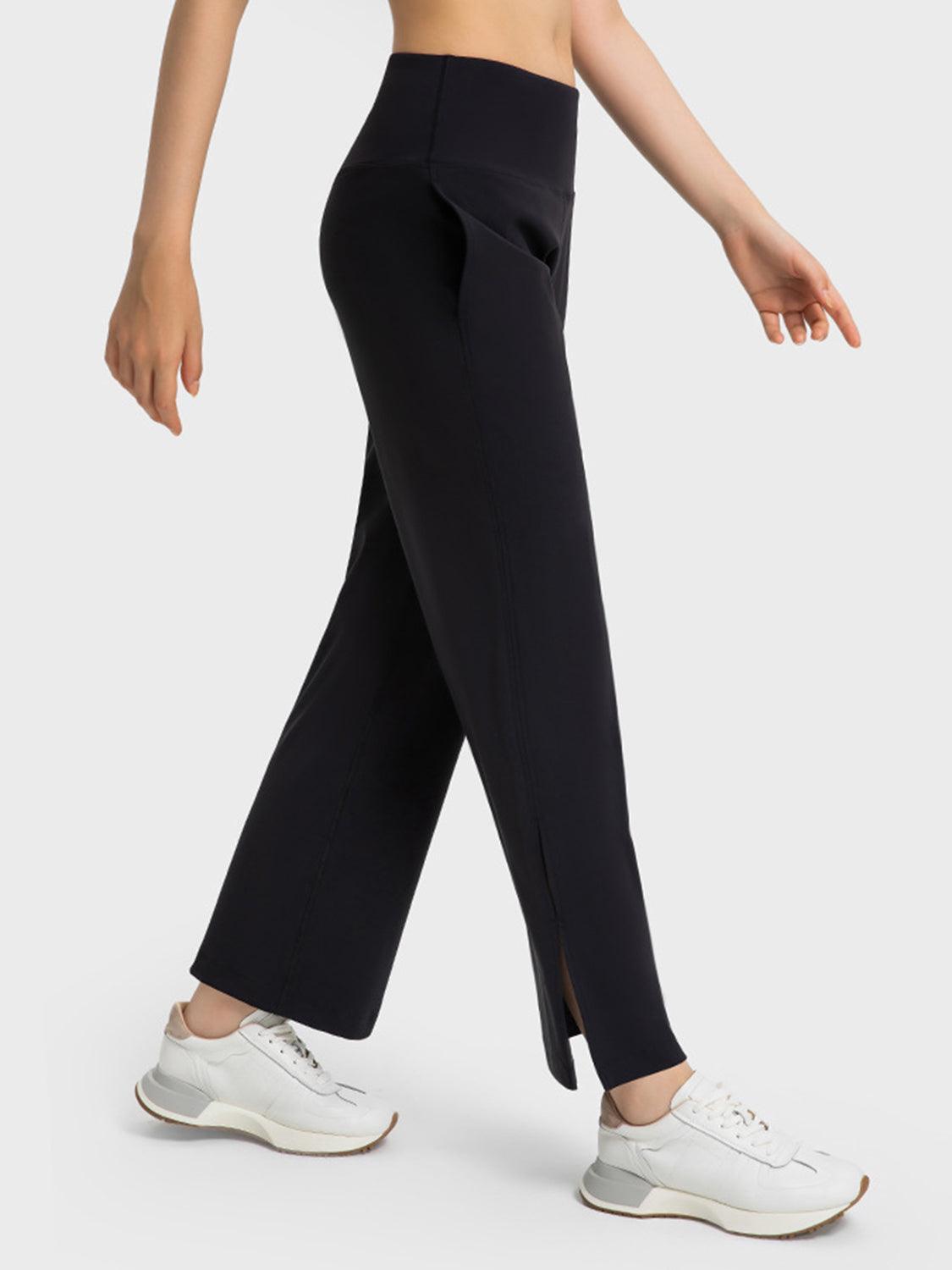 Wide Leg Slit Sport Pants with Pockets - 808Lush